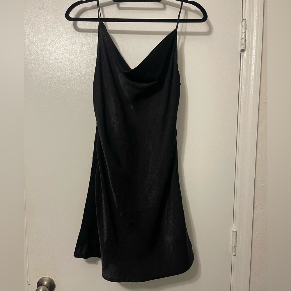 Altar'd State Elegant Cowl Neck Black Dress